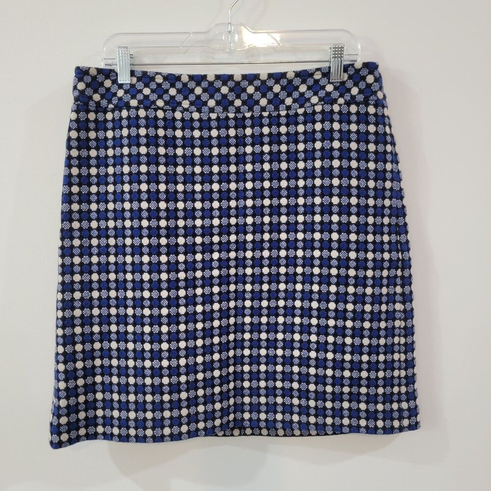 Talbots Womens Pencil Skirt Size 12 Geometric Blue Black Office Career Wear